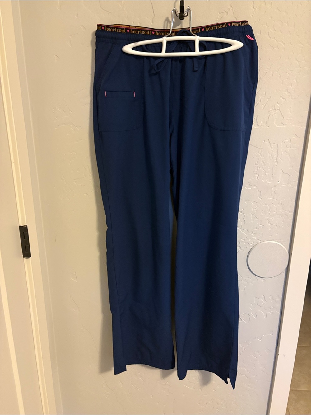 HeartSoul Navy Scrub Joggers with Pink Accents
